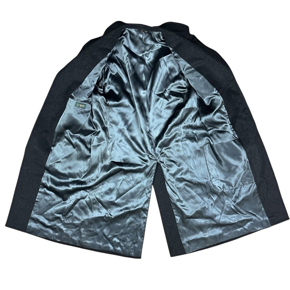 J. Crew 100% Wool Long Trench Coat Charcoal Gray Topcoat Overcoat Men's Size 38R - Picture 5 of 8